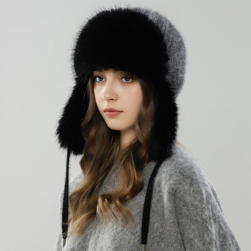 Fleece thickened hat women's autumn and winter new cold-proof thunder hat versatile ear protector warm knitted wool hat