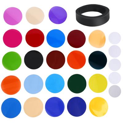 24 Farben Gel Filter Set Runde Blitzlichtfilter für Fotografie Video LED Taschenlampe Zubehör