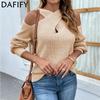 Women's Fashion Casual Solid Color Print Fall Winter Long Sleeve Pullovers Sweaters