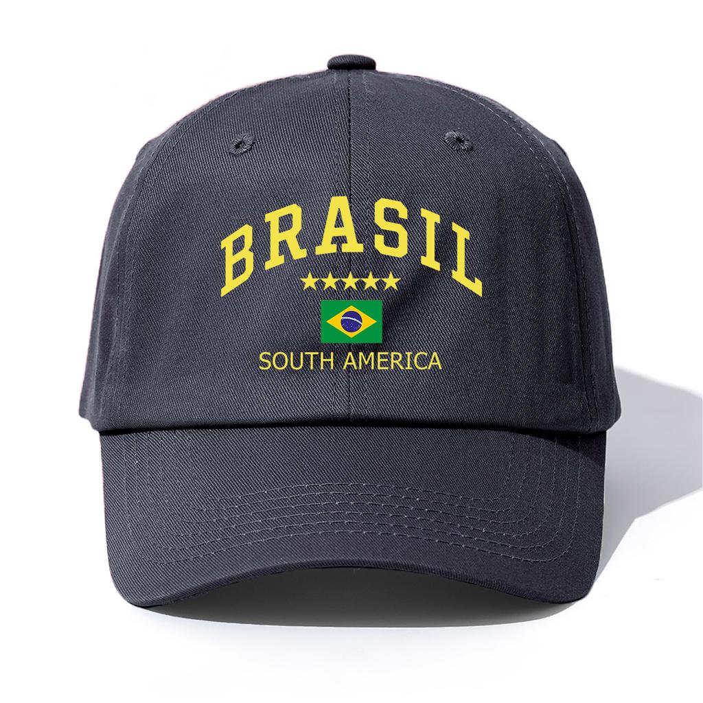 1pc BRASIL Print Baseball Cap for Adults,Minimalist Retro Style Casual Soft Adjustable Dad Hat,Perfect As Gift