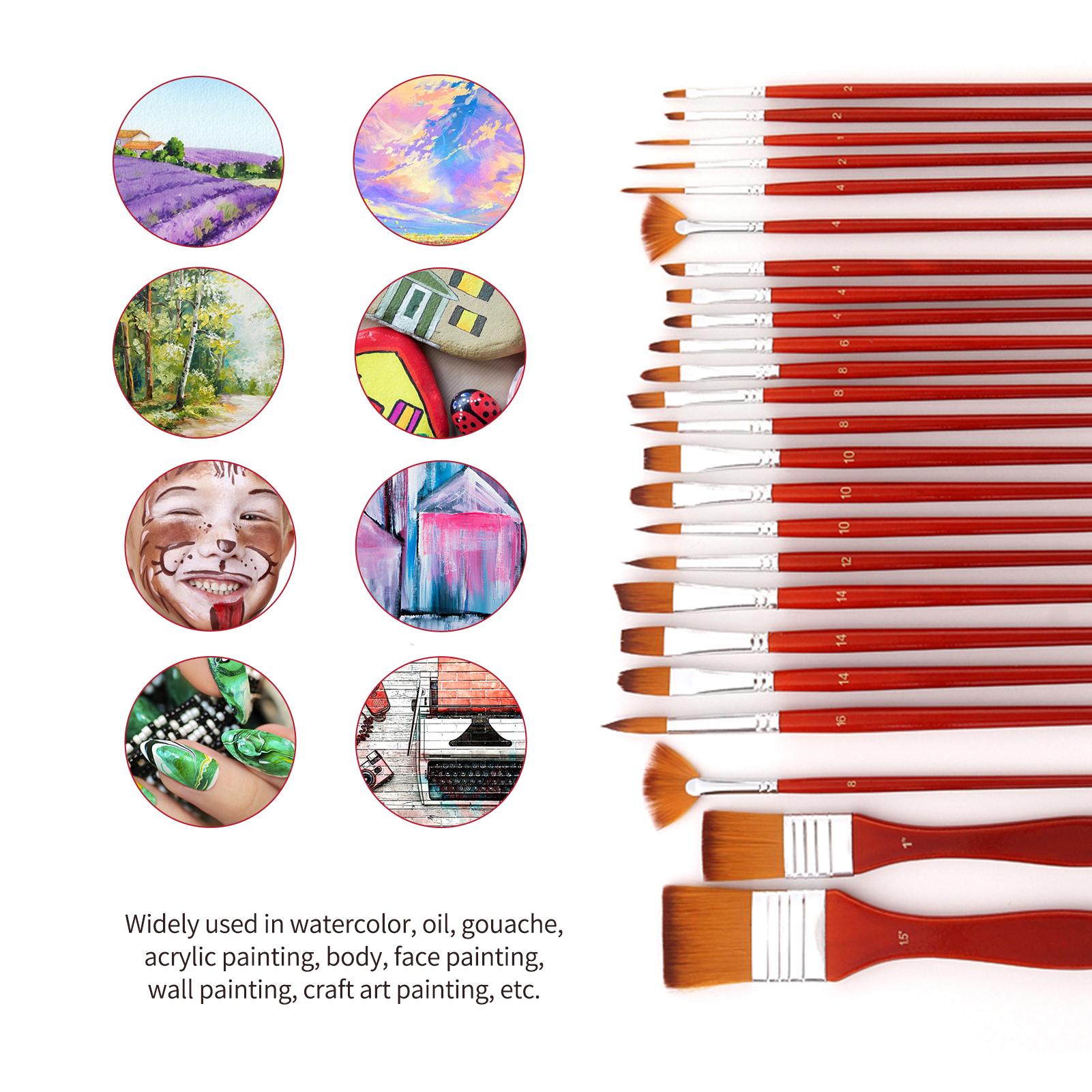 

24pcs Acrylic Paint Brushes Set Nylon Hair Artist Paintbrushes Professional Painting Brushes with Canvas Bag for красный