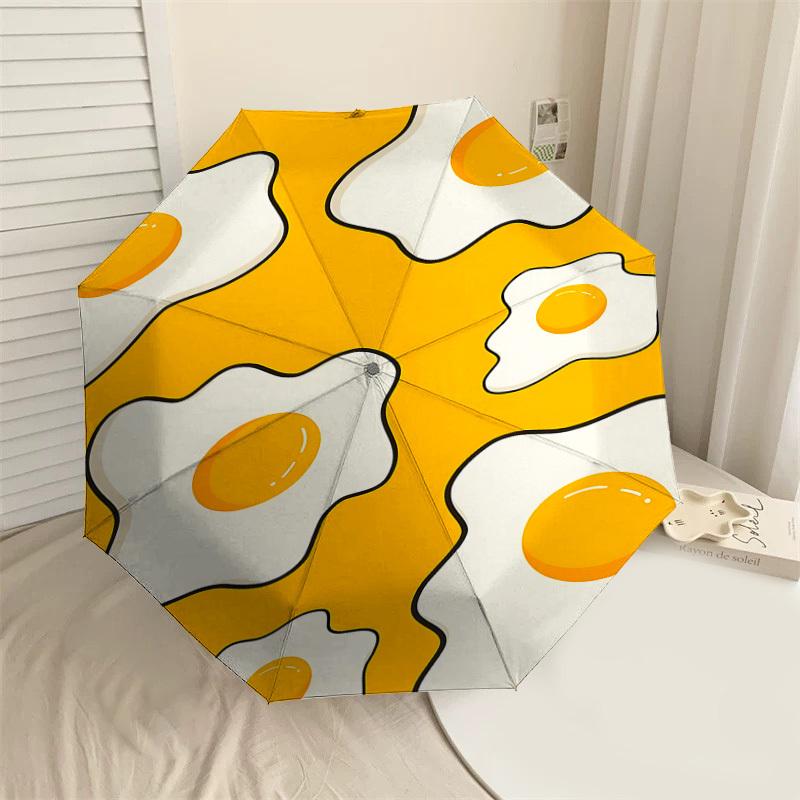 

1PC Eggs Sunny-side up Automatic Open/Close Umbrella with Windproof, 8-Rib Sturdy Canopy, Durable Ribs, Fashionable Design1387A