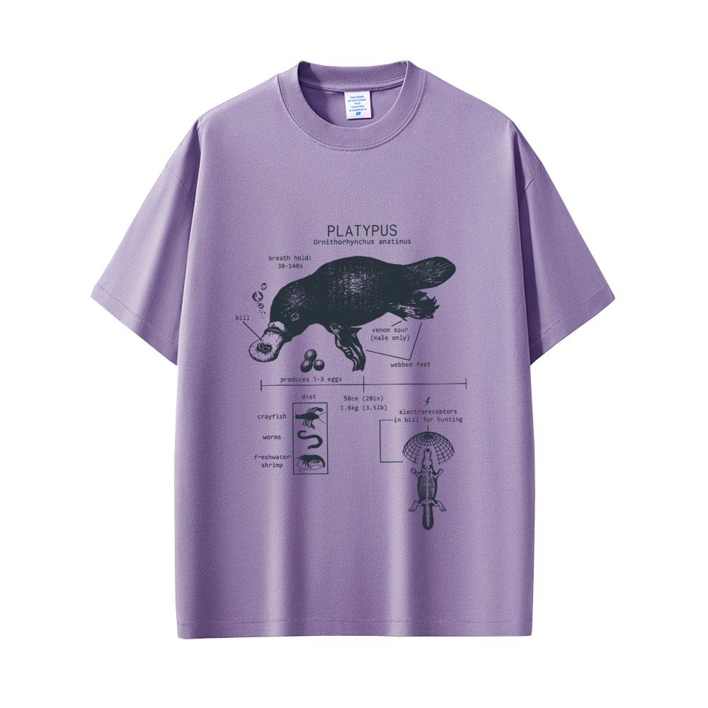 Maglietta Grafica Divertente Anatomia dell'Ornitorinco Uomo Donna Casual Oversize Girocollo Magliette Maschili Vintage Streetwear Moda Maschile Maglietta