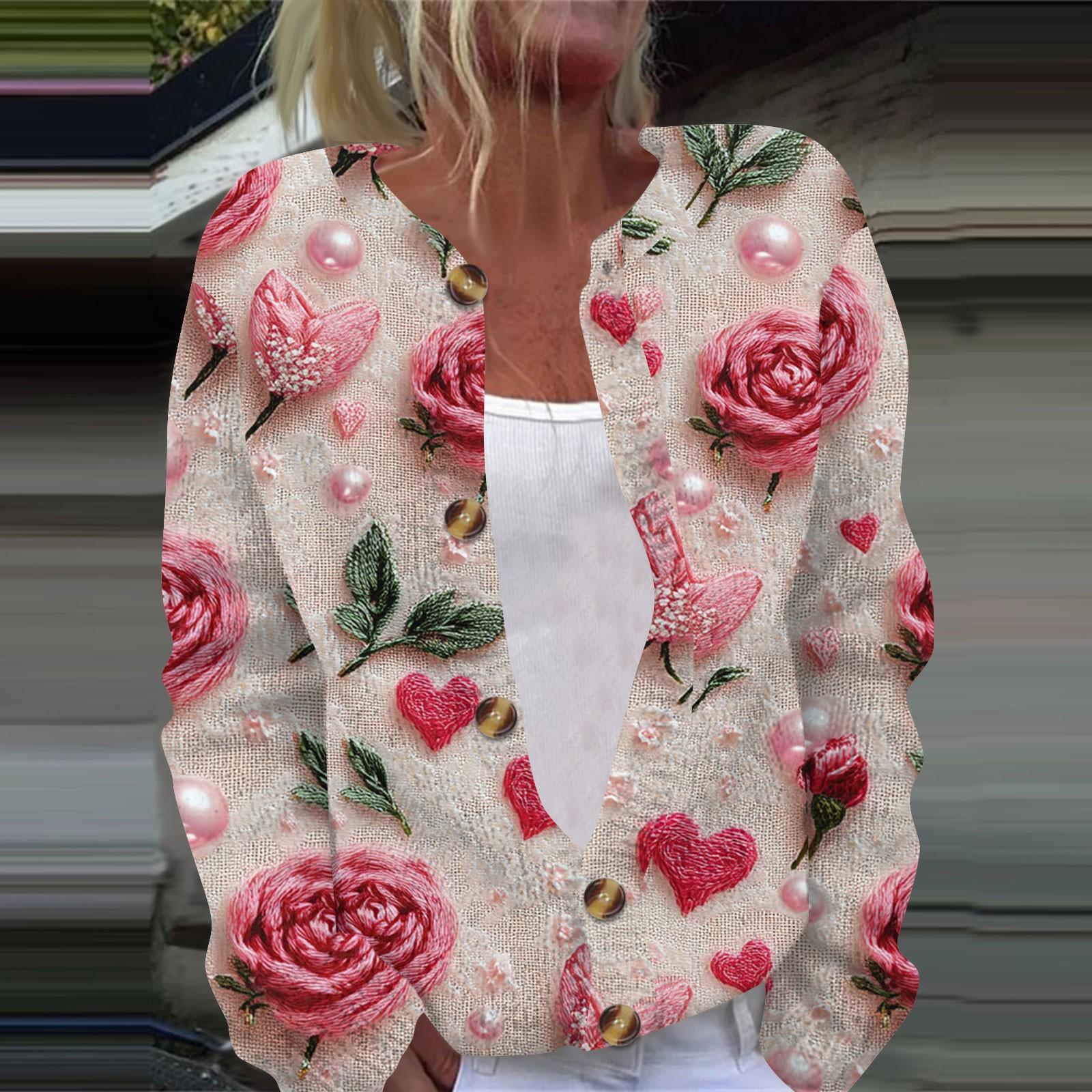 

Женская повседневная мода с принтом, длинный рукав, кардиган, куртка на пуговицах XXXXXL зелёный