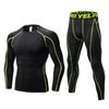 Un conjunto de pantalones ajustados para correr para hombre, camiseta + pantalones, entrenamiento, gimnasio, Fitness, pantalones de secado rápido, ropa deportiva profesional, ropa de manga larga
