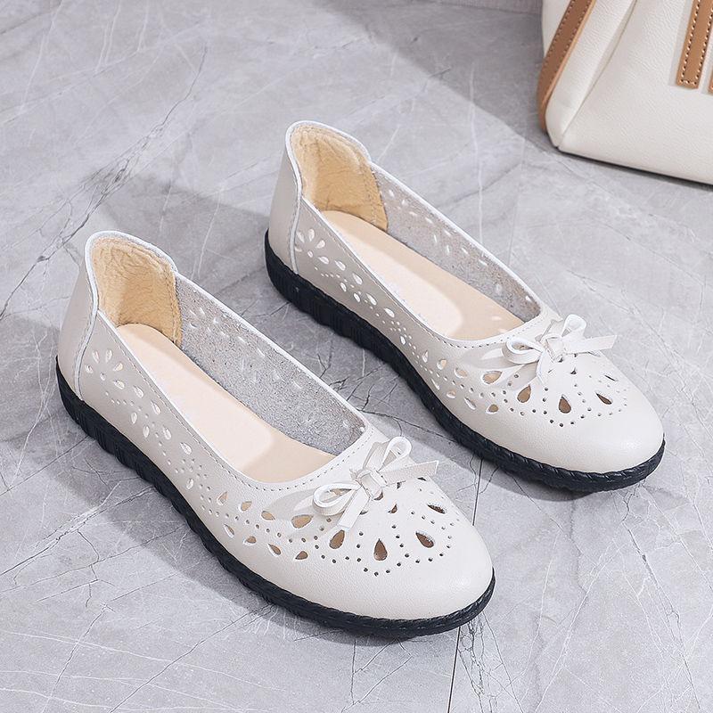 Sommer Hohle Atmungsaktive Damen Schuhe Einzelner Schuh Bequem Weiche Sohle Rutschfest Flache Sohle Schuhe