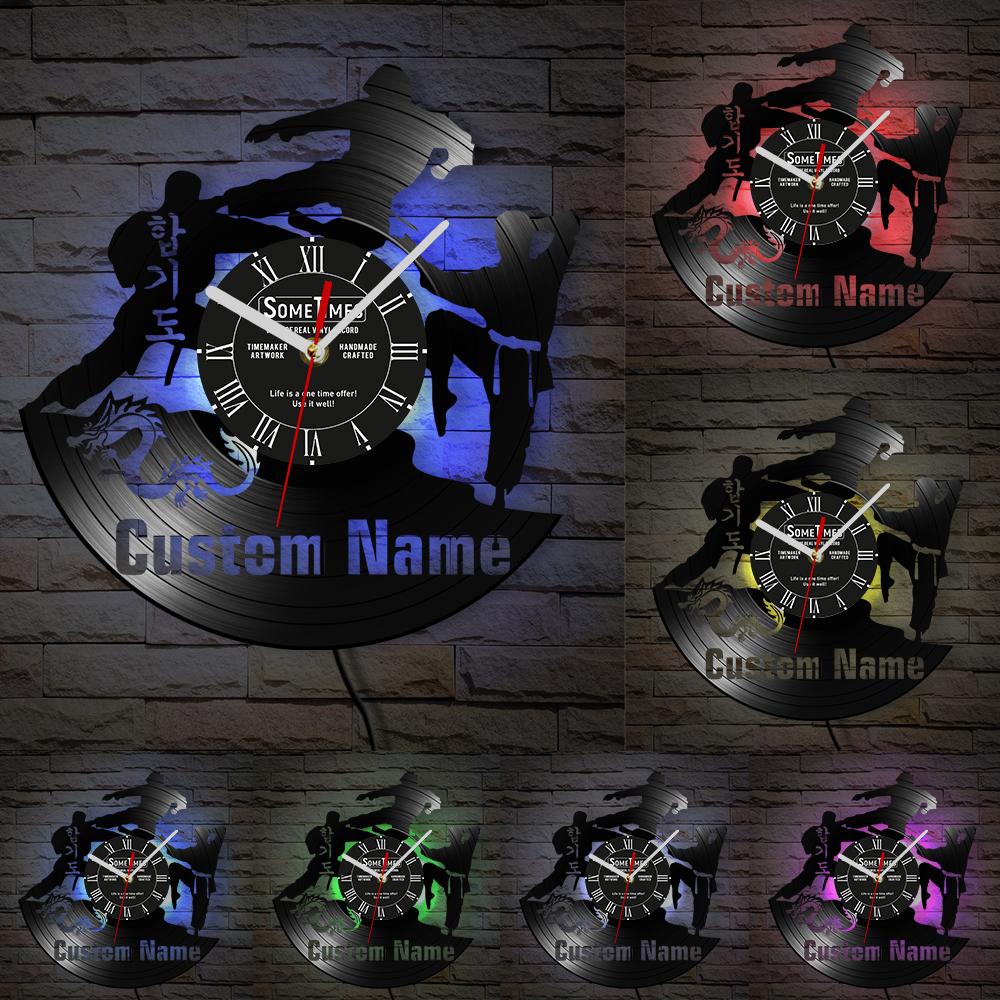 Combat Hapkido Customizable Vinyl Record Wall Clock For Room Man Cave Korean Martial Art Home Decor Personalized Text Wall Clock