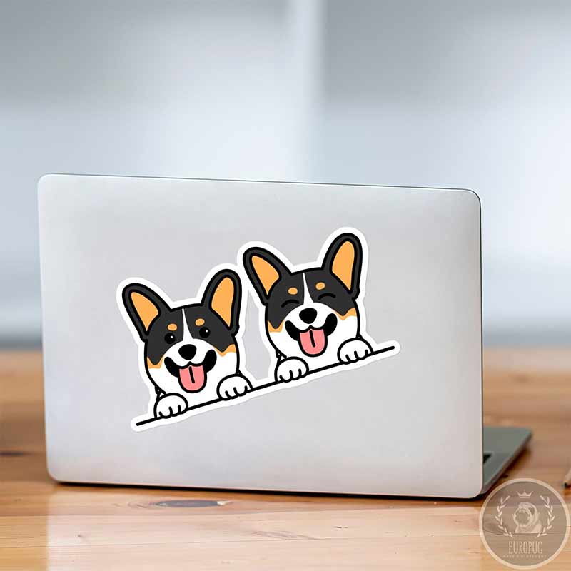 Two Tricolor Corgi Car Stickers Waterproof Vinyl Decals Auto Body Window Bumper Decor Motorcycle Helmet Stickers TM227