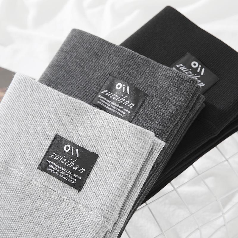 7 New Gray Threaded Leggings for Women, Thin Elastic Long Johns for Spring and Autumn Wear, High Waist and Thin In Winter