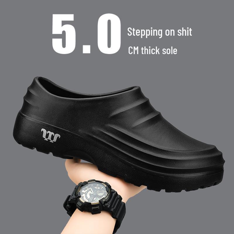 

Мужские поварские туфли без застежек — водонепроницаемые, маслостойкие, нескользящие, легкие, износостойкие для использования в ресторане или мастерской 43 чёрный