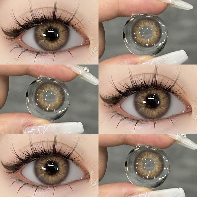 Eyeshare 1 Pair Miki Brown Contact Lenses Colored Lens Soft Contacts With Case Yearly Makeup