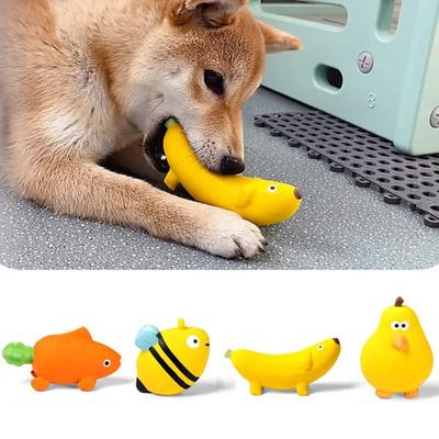 Giocattolo sonoro per cani a forma di banana, in lattice, con cigolio, giocattolo da masticare resistente ai morsi, giocattoli interattivi, articoli per animali domestici