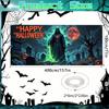 Large Halloween Grim Reaper Garage banner - Eerie cemetery scene with Jack-o '-lanterns durable polyester wall decorations