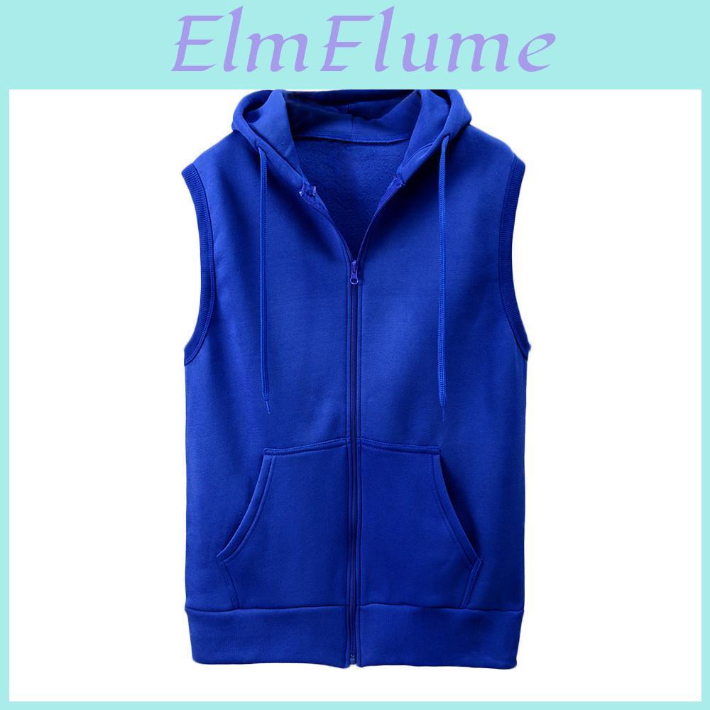 Fashion Solid Men Hooded Sleeveless Waistcoat Slim Jacket Blouse Tops Shirt