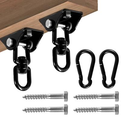 2 Pièces Supports de Balançoire Noirs Robuste Vis Boulons Inclus Capacité de Plus de 1000 lb Aire de Jeu Porche Siège de Yoga Trapèze Ensembles en Bois