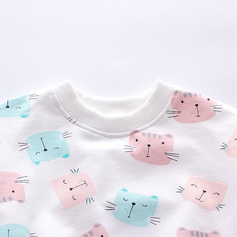 Baby-Mädchen-Cartoon-Katze-Frühlings- und Herbst-Langarm-Kleidungsset