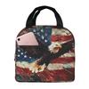 Vintage American Flag Eagle Insulated Lunch Bag for Women Kids Leakproof Food Boxes Thermal Lunch Box Tote
