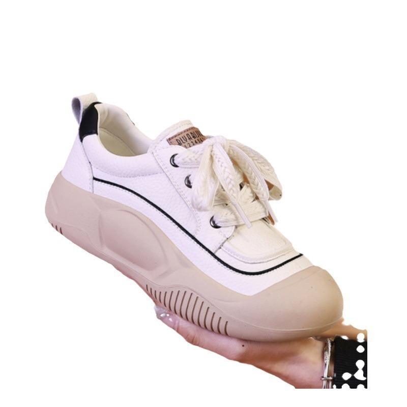 2025 Spring Women's Casual Shoes Sports Board Shoes New Retro Versatile Platform Muffin Shoes Non-slip White Shoes