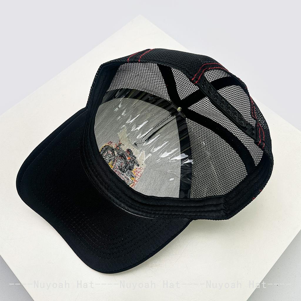 And Women Hip-Hop Embroidered Motorcycle Driver Letter Prints Baseball Caps Color Contrast Sun Protection Personalized Trucker Caps All-Match Ins