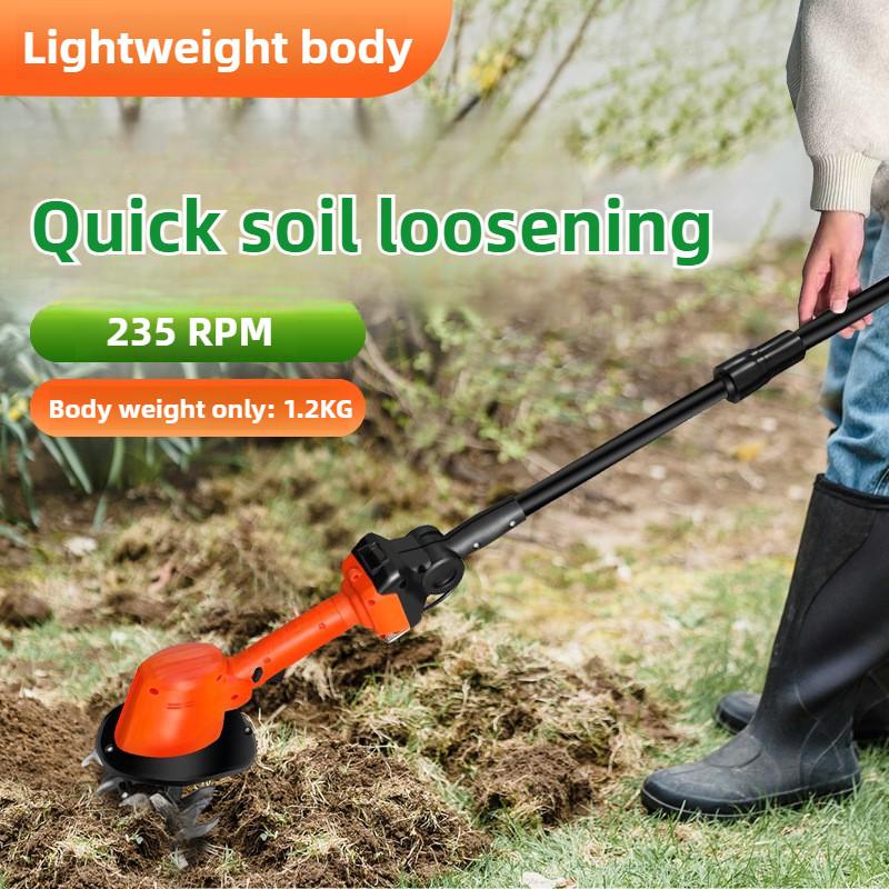 Enxada Elétrica Portátil Multifuncional Pequena Doméstica Máquina Soltadora de Solo Jardim Sem Fio Capinadeira Rotativa