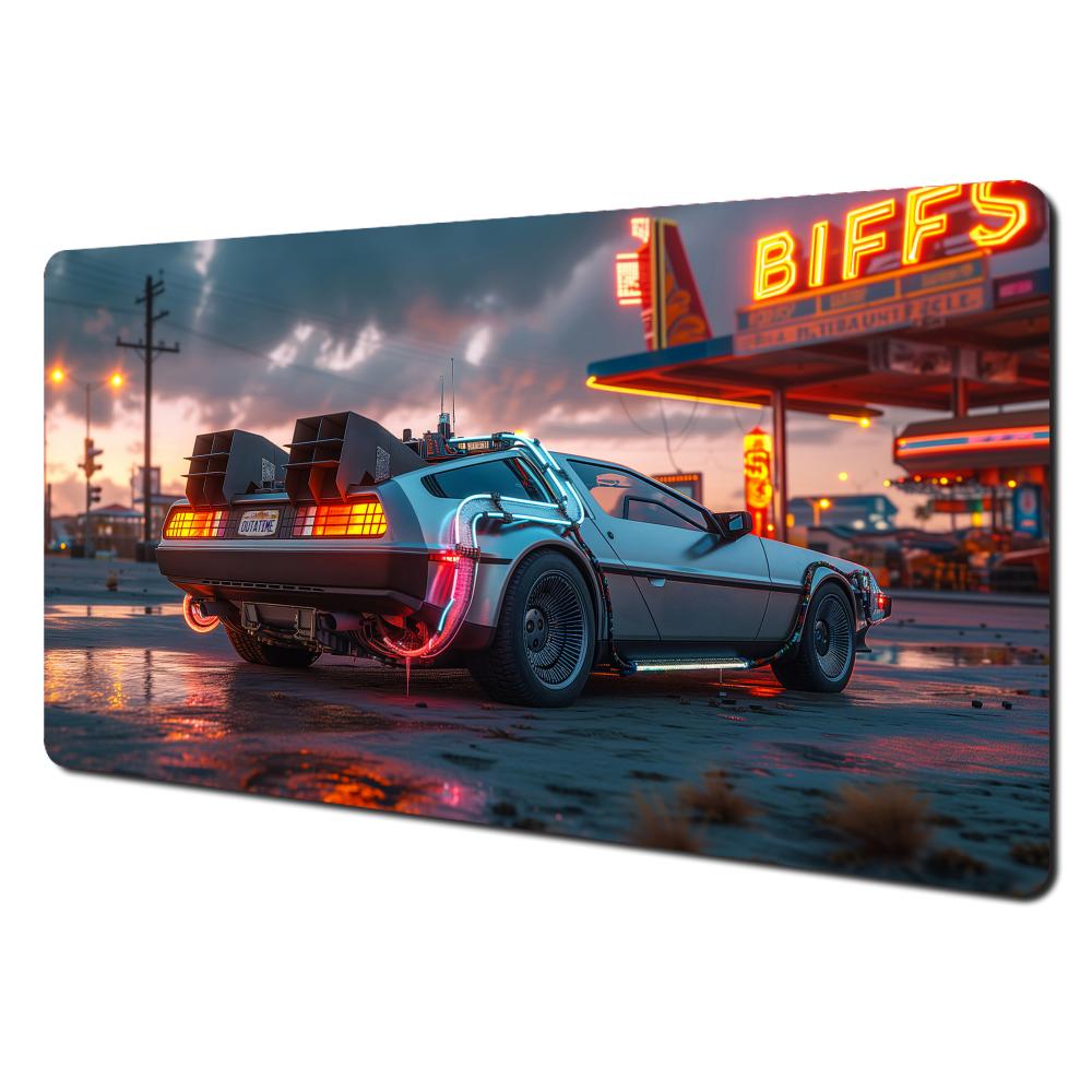 Large Extended Gaming Mouse Pad Neon Cyberpunk Car in Desert Sunset mmmm Thick Durable Stitched Edges 800x300x2mm