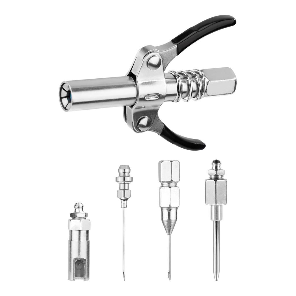 Lubrication Adapter Connector Grease Needle Nozzle with Double Handle Coupler for Mechanical Heavy Machinery Maintenance