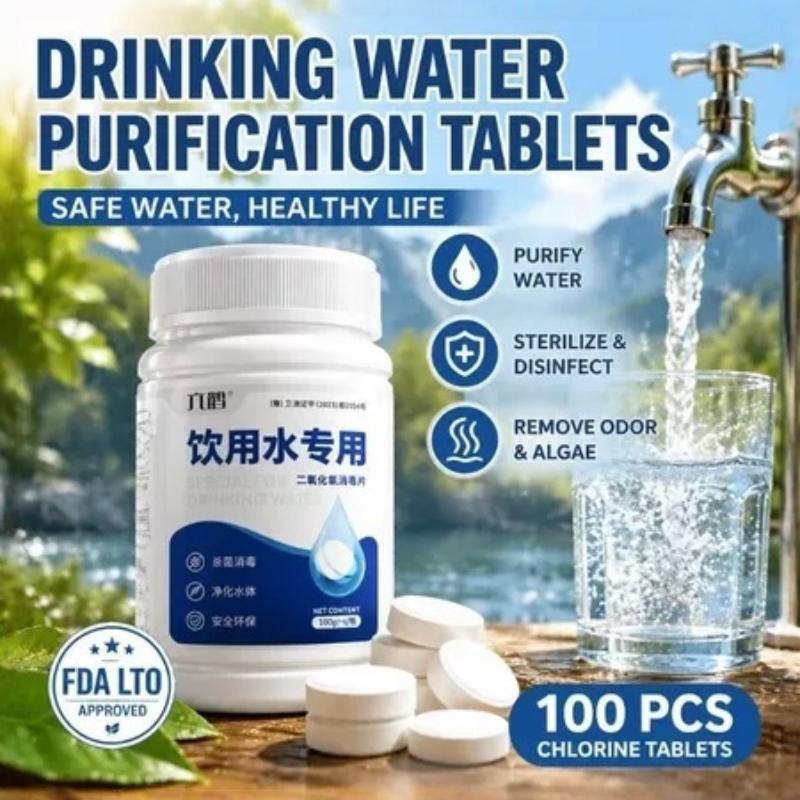 Drinking-Grade Chlorine Tablets 1 Bottle Of 100 Tablets Purify Water Disinfect Remove Odor Disinfecting Tablets