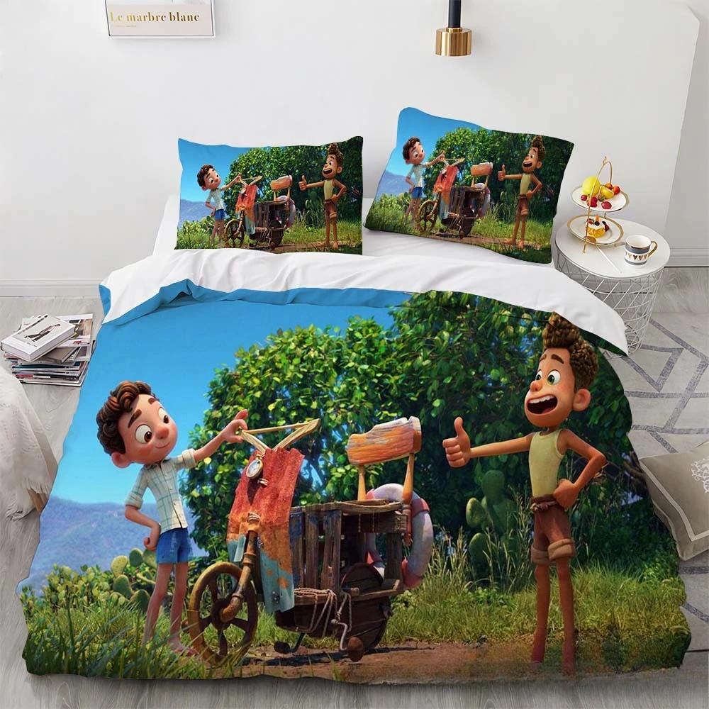 Luca Fiú Rajzfilm 3D Nyomtatott Ágyneműhuzat Párnahuzatokkal 75*50cm, Puha Mikroszálas, Rejtett Cipzáros Paplanhuzat Szett Gyerekeknek Tinédzsereknek 100X135cm-2pcs