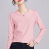 White Women's Long-sleeved Bottoming Shirt Spring and Autumn New Shirt with T-shirt Mercerized Cotton Stunning Top