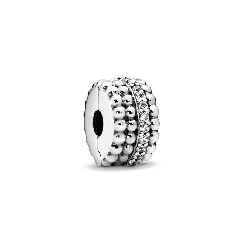 Sparkling Pavé Lines Beaded Clip Charm Charms Fit Originalbracelet Trinket Copper Charm Bead For Women Jewelry Trinket