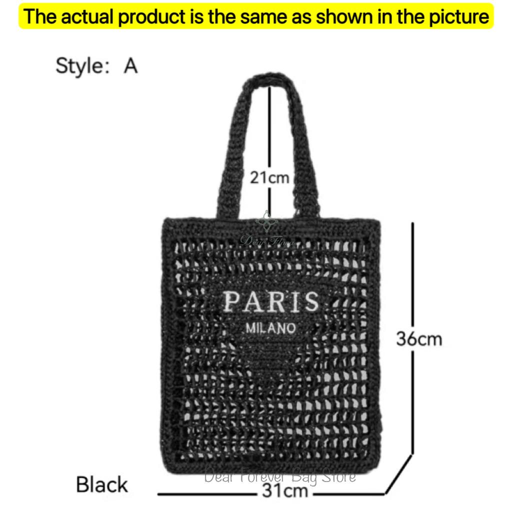 Women'S Fashion Large Capacity Handmade Straw Knitting Tote Bag Summer Travel Beach Shoulder Bags Casual Simple Portable Handbag