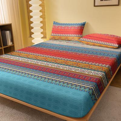 1 Einfaches Modernes Böhmisches Bedrucktes Mattes Spannbettlaken, Schlafzimmer Bedruckte Bettdecke, Bettwäsche (Ohne Kissenbezüge)