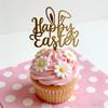 Colored Rabbit Easter Happy Cake Topper Dessert Decorations Gold Acrylic Kids Party Festival Cake Toppers Easter Baking Supplies