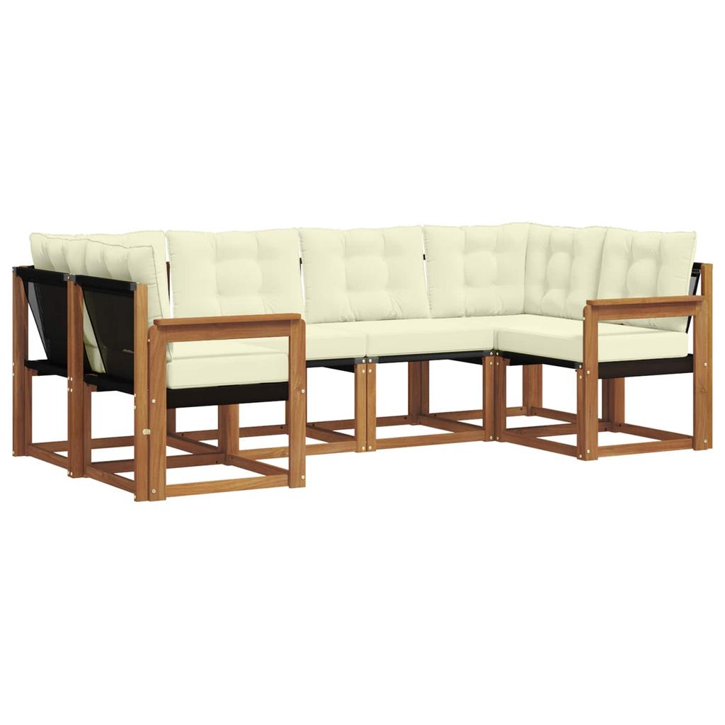 Outdoor Sofa Set with Cushions 6 pcs Natural and Cream