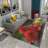 Red Rose Romantic Flower Carpet Soft Floral Rugs for Bedroom Living Room Valentine Decorative Area Mats