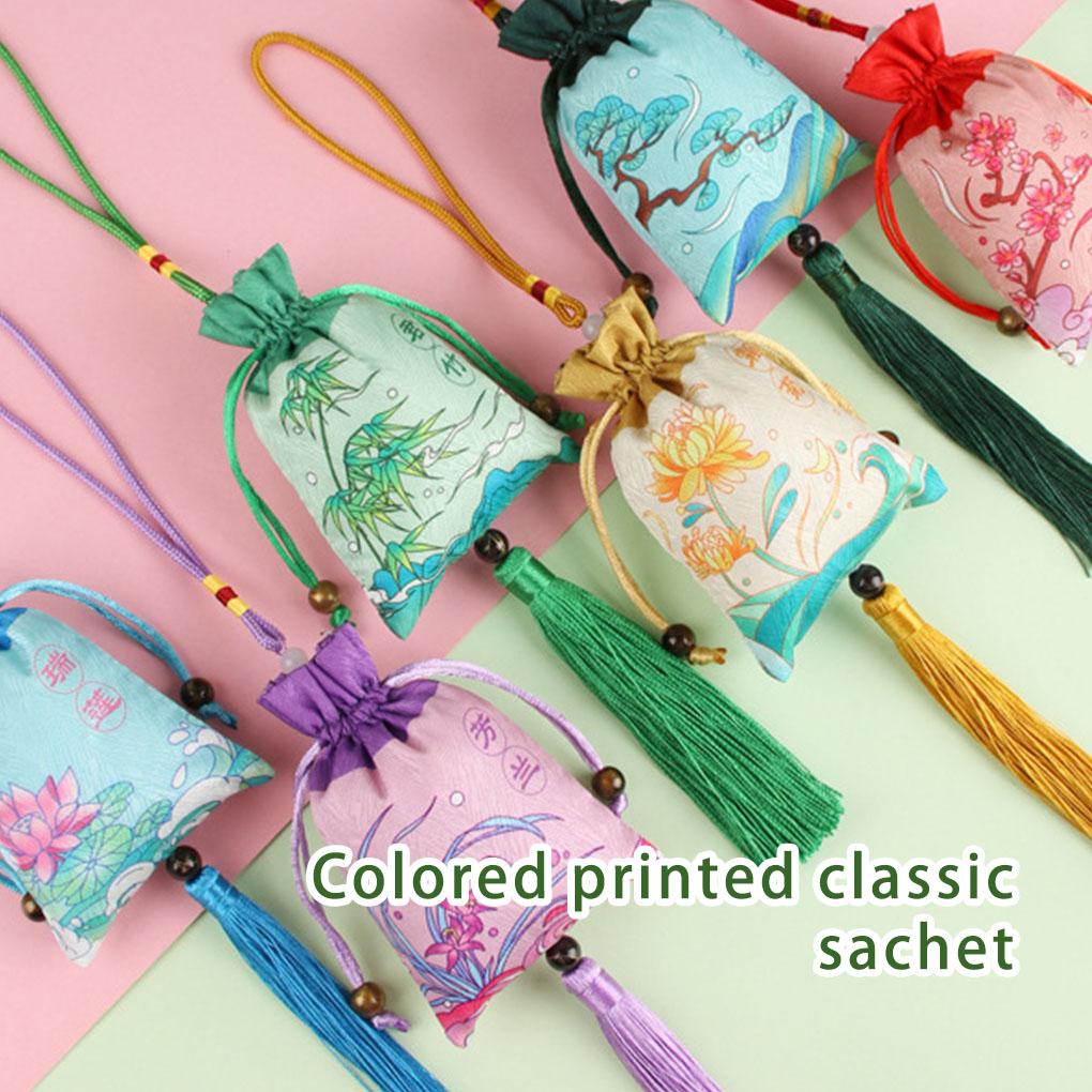 Fragrant Sachet Portable Replacing Vintage Chinese Style Necklace Jewelry Storage Bag Gift Pouch Ornament with Tassel