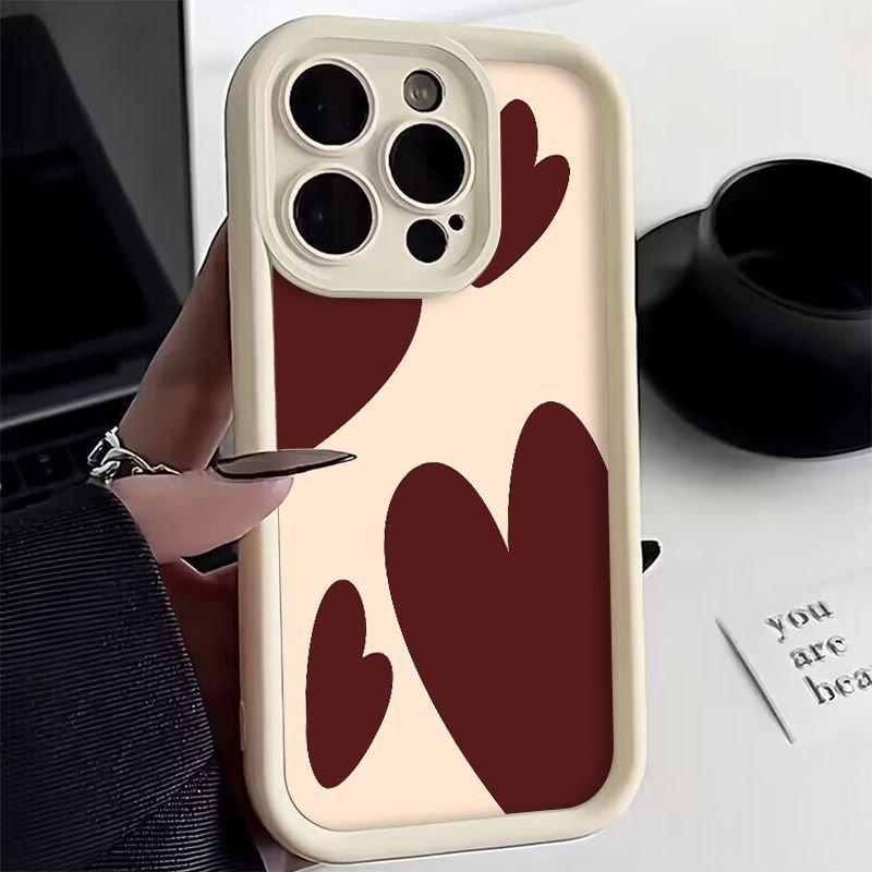 A Brown Heart-Shaped Pattern Phone Case For Samsung Galaxy S26 S25 Ultra S24 FE S23 S22 S21 Plus A17 A37 A57 A56 A55 A54 Cover
