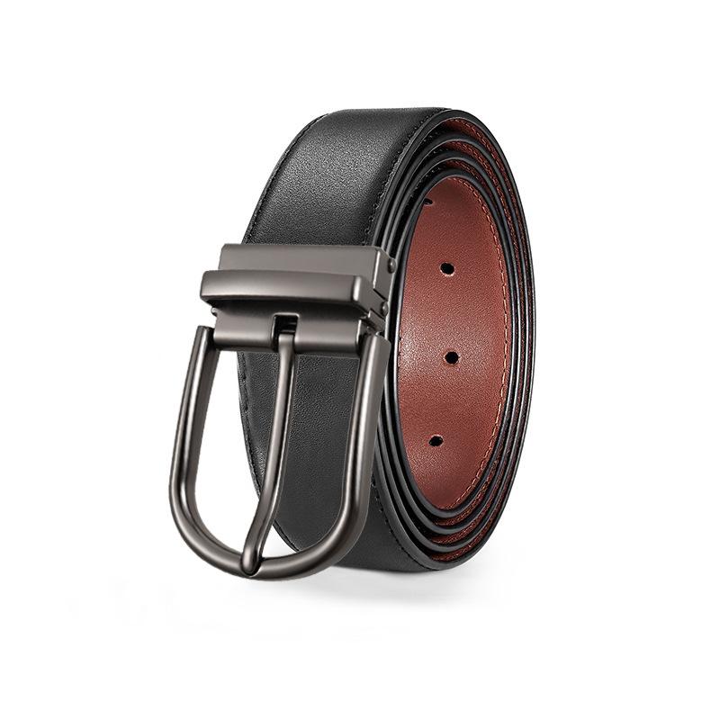 eather in uckle Belt en's ift Box owhide Men's Business Casual Jeans ouble-sided imple Belt