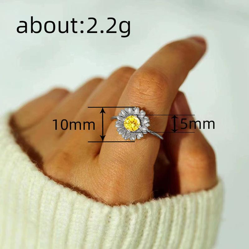 1Pc Fashionable Sunflower Rings, Rustic Flower Rings, Fashionable and Fresh Daily Accessories