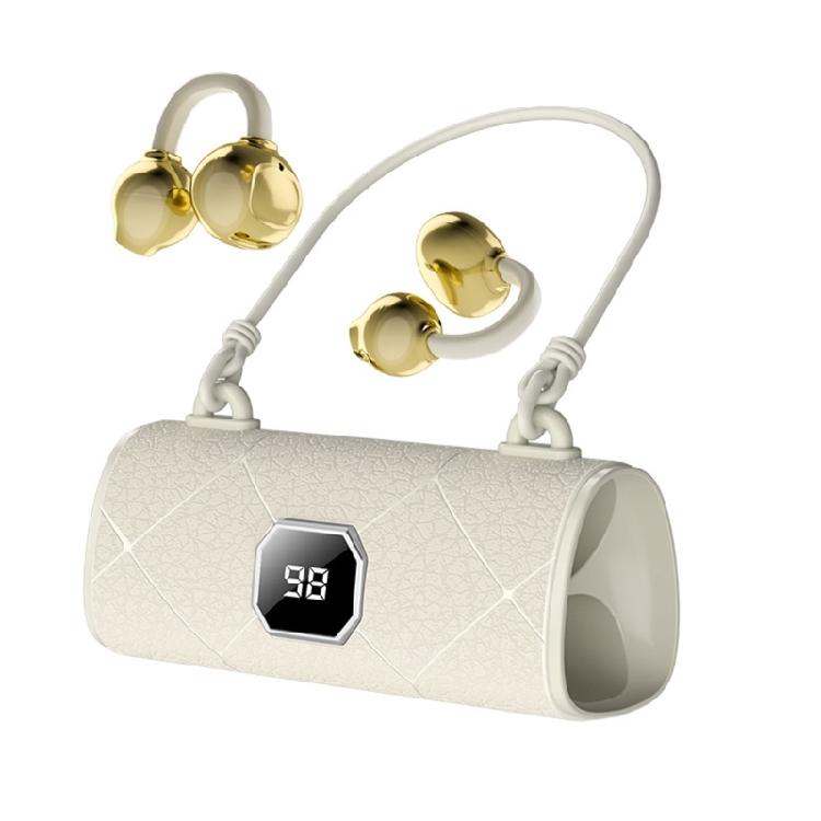 

Clip On Headphones With Fast Pairing And Long Battery Life For Music Lovers Handbag Style Open Ear Earbuds Fashionable бежевий
