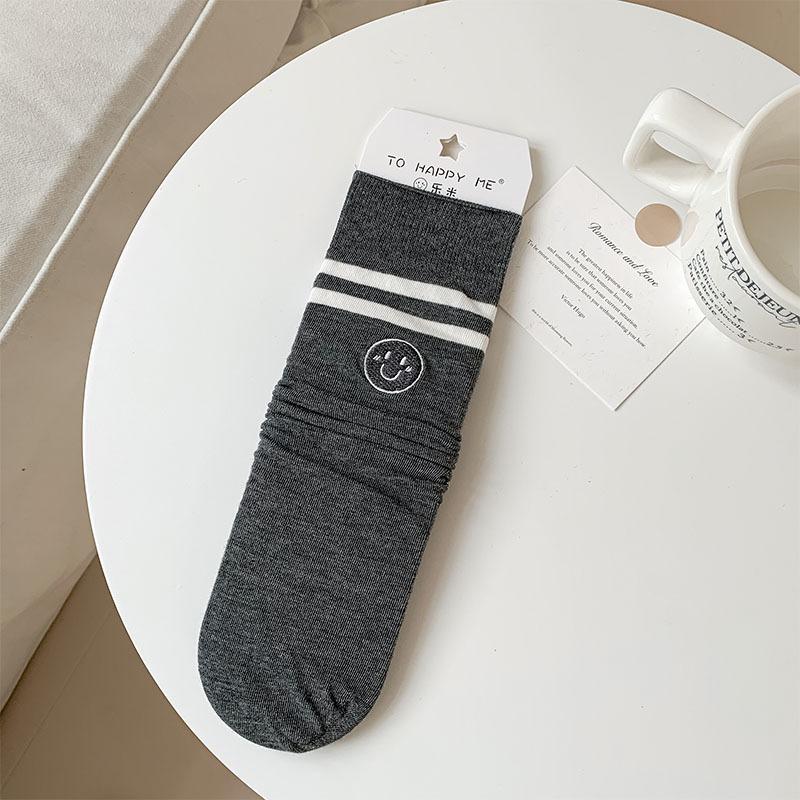 Socks Women'S Stacking Socks Bow Embroidered Women'S Socks Japanese Versatile Anti-Pilling Boneless Solid Color Simple Medium Tube Socks