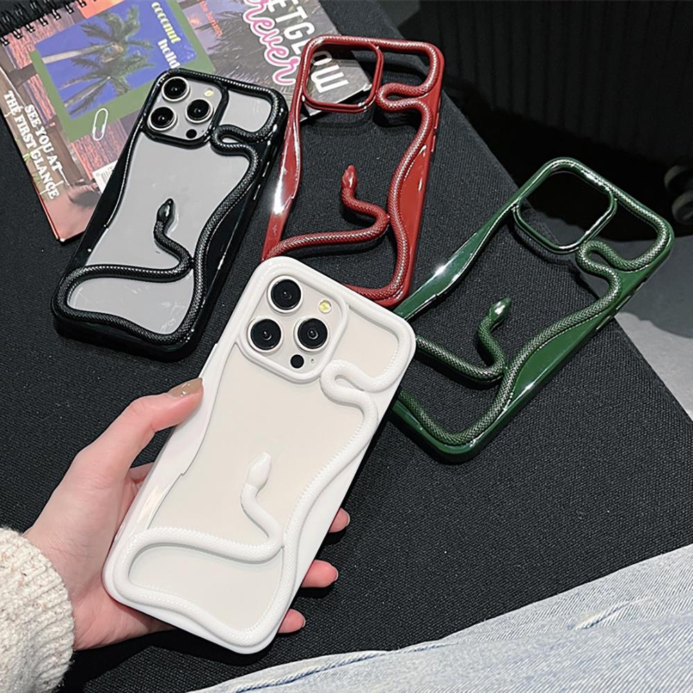 Cool 3D Snake Hollow Dissipate Heat Phone Case For Samsung Galaxy A16 A15 A14 A26 A36 A56 A54 A55 A06 Electroplated Soft Cover