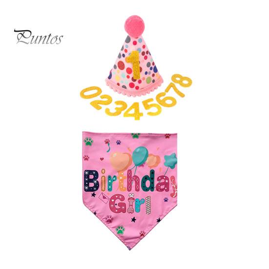 

Шапка для собачьего дня рождения, бандана, наряд, украшения для вечеринки, шарф для собачьего дня рождения, шапка, набор аксессуаров для костюма с цифрами розовый