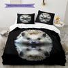 Black Hedgehog Pattern Bedding Home Decoration Birthday Gift (1 * Duvet Cover + 2 * Pillowcase, Without Core)