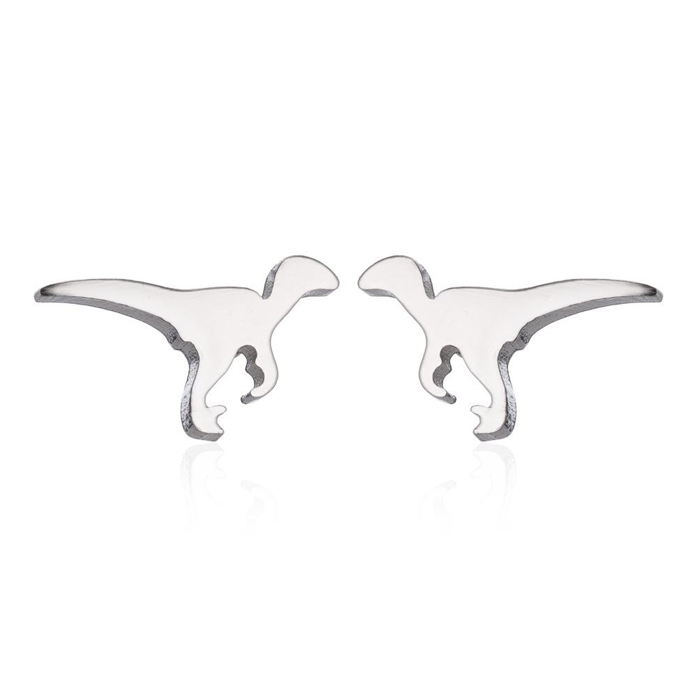 Retro Stainless Steel Dinosaur & Christmas Motif Stud Earrings