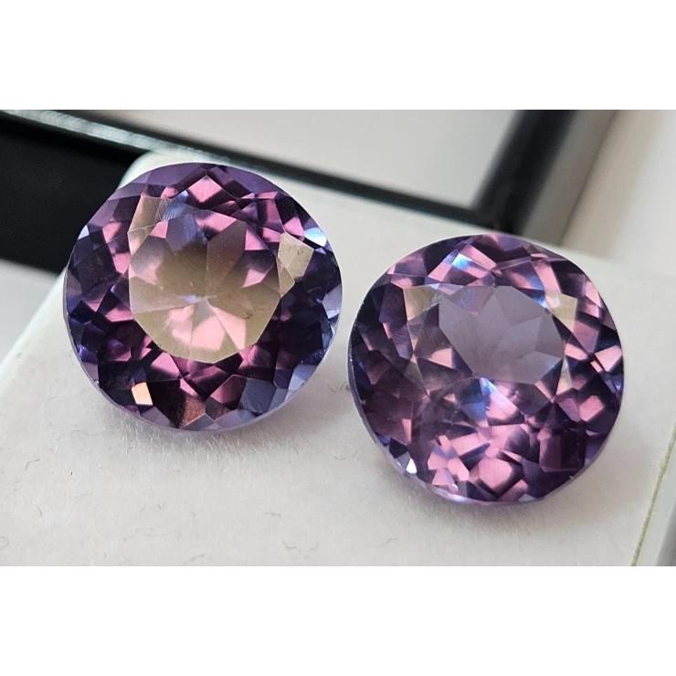Round Cut Natural Alexandrite Color Change 12-13 Ct Pair Fabulous Gemstone