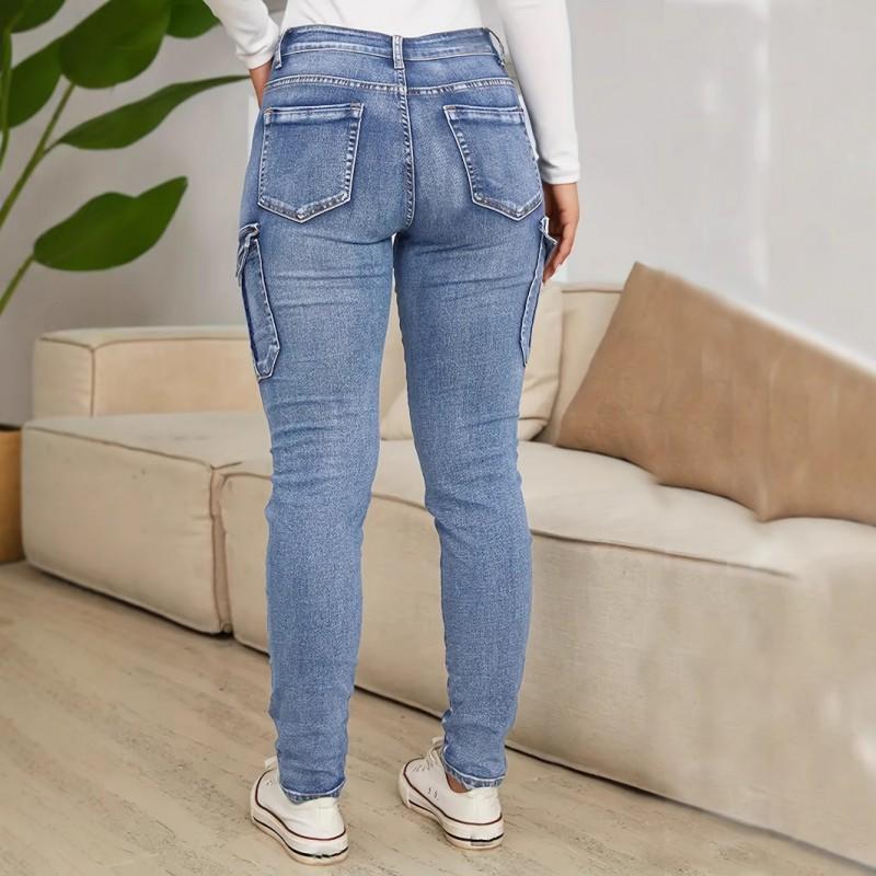 Womens High Stretch Low Rise Slim Fit Denim Jeans With Ruched Side Pockets Streetwear Trendy Cropped Flare Style