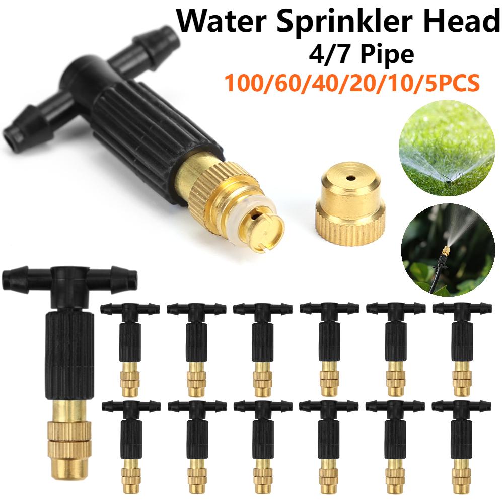 5-100 Stück Verstellbarer Kupfer-Wasserzerstäuber Kopf Automatisches Sprühnebel-Spitzen Düsen 4/7 Rohr Bewässerungssystem Gartenwerkzeug