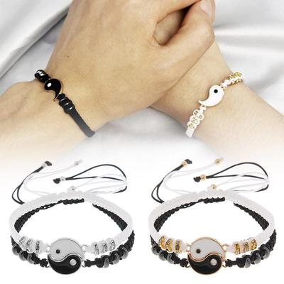 Tai Chi Yin Yang Chinese Traditional Couple Bracelet For Lover Handmade Woven Baided Rope Adjustable Bracelets Bangles Jewelry