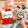 Cute Kitty Plush Keychain Christmas Tree Shaped Cartoon Plush Doll Backpack Hanging Chain Detachable Keychain Christmas Kid Gift